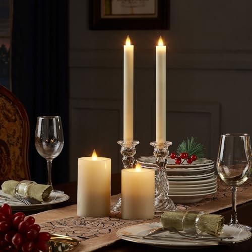 Rechargeable Flameless Pillar Candles with Remote Timer – Real Wax 3D Moving Fla
