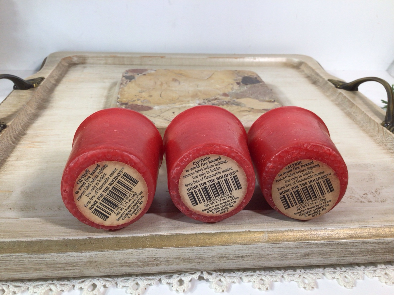 Yankee Candle “Home For The Holidays” ~Lot Of 3~Votive Size 1.75 oz~Retired~READ