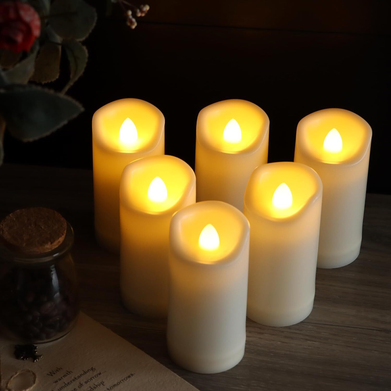LED Battery Operated Candles 2X4 Plastic Flickering Flameless Candles with Timer