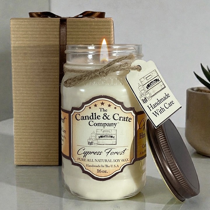 Cypress Forest, 16oz. Mason Jar, Handmade Soy Wax Candles that smell AMAZING!