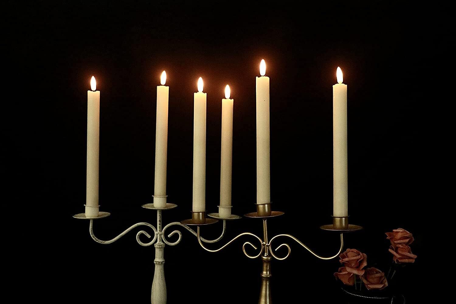 Battery Powered Flickering Flameless Taper LED Candles Light Remote Control