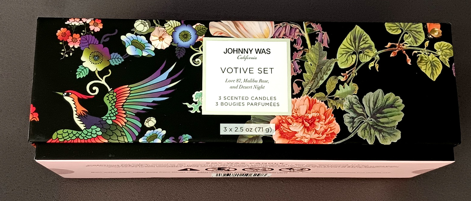 Authentic $118 Johnny Was Votive Candle Set Of 3 Soy Wax 2.5 Oz Each New Sealed