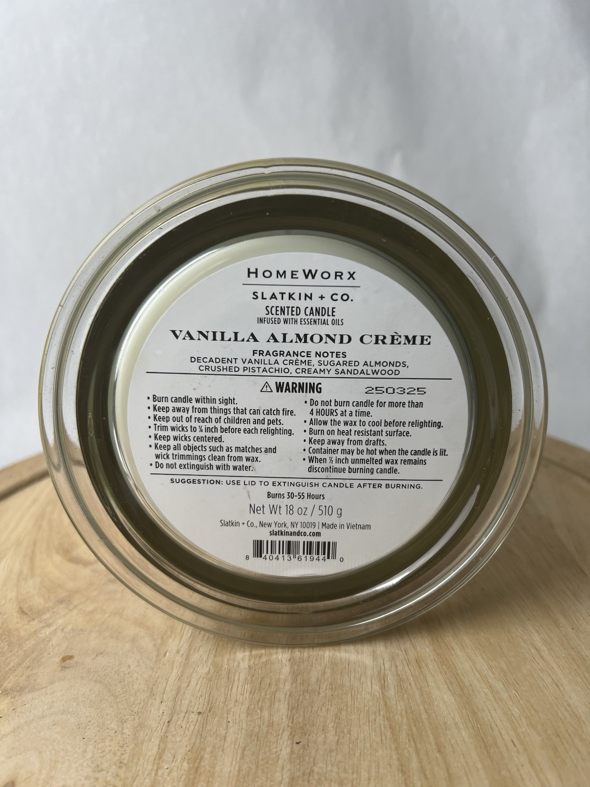 NEW HomeWorx by Slatkin Vanilla Almond Crème 4-Wick 18 Oz Candle