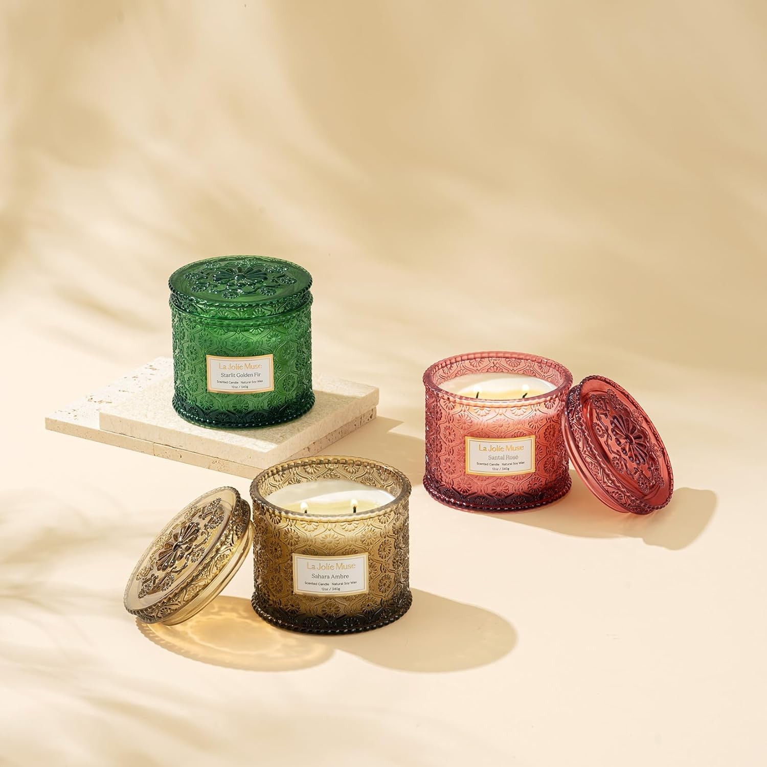 Amber Candle,Scented Candles for Home,Large 2-Wick Soy Candles,Luxury Jar Candle