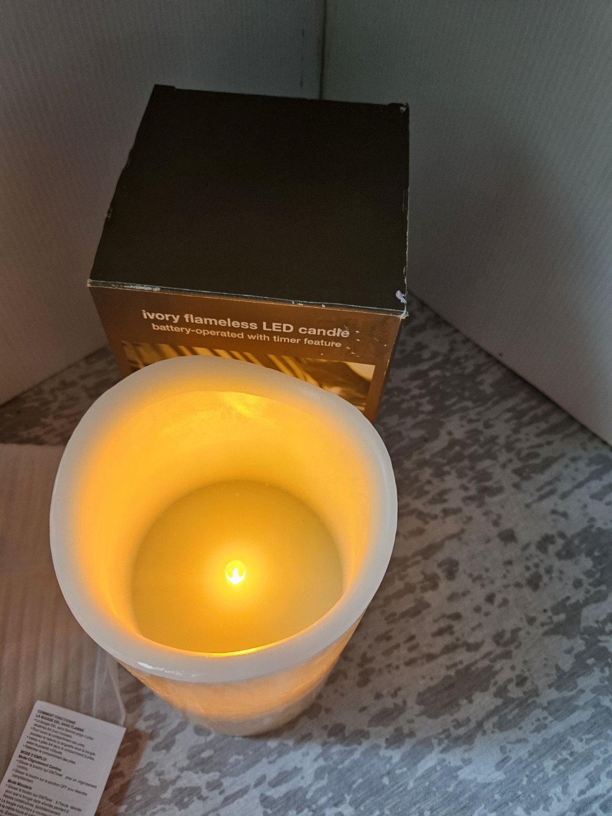Ivory Flameless LED Candle Battery-operated with Timer Feature 8″