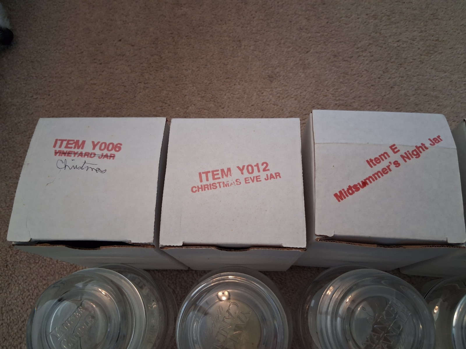 Set of (5) Yankee Candle Collectible Glass Jars Empty–FREE SHIPPING!