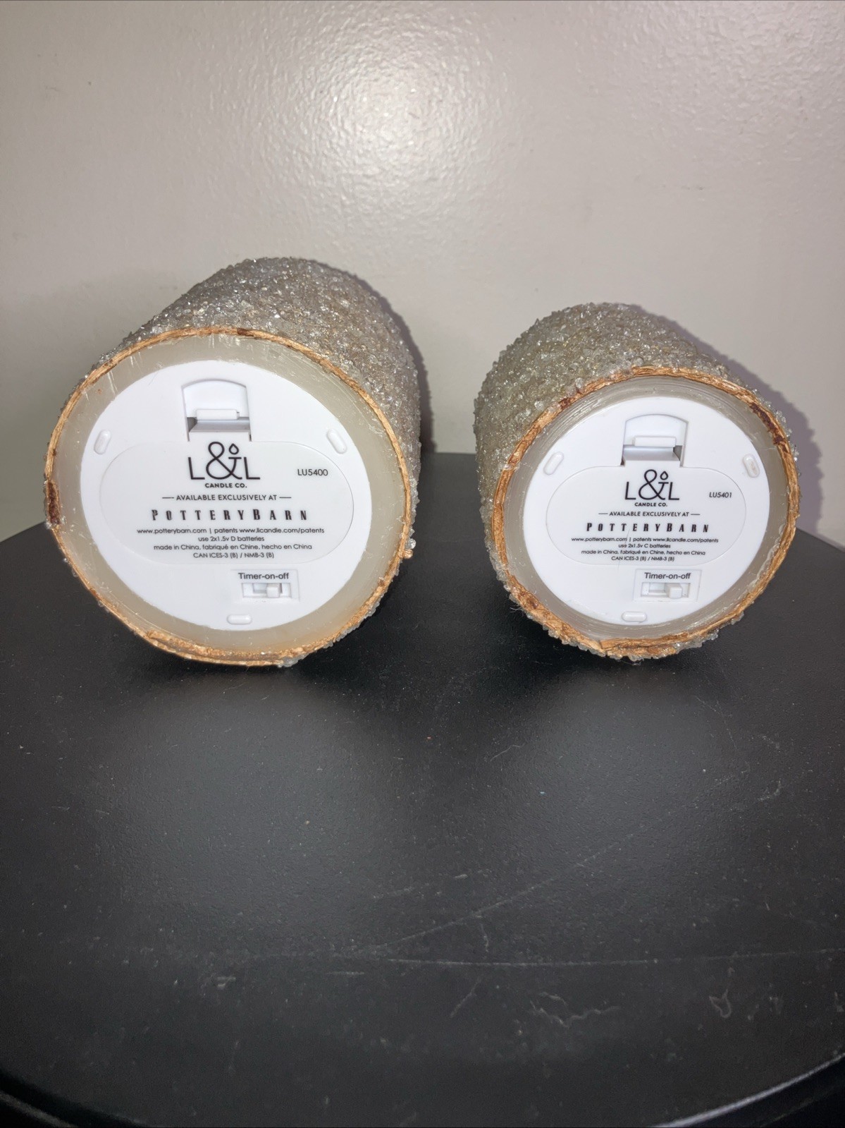 Pair Of Pottery Barn by L&L Sugared Frosted Birch Flameless Candles