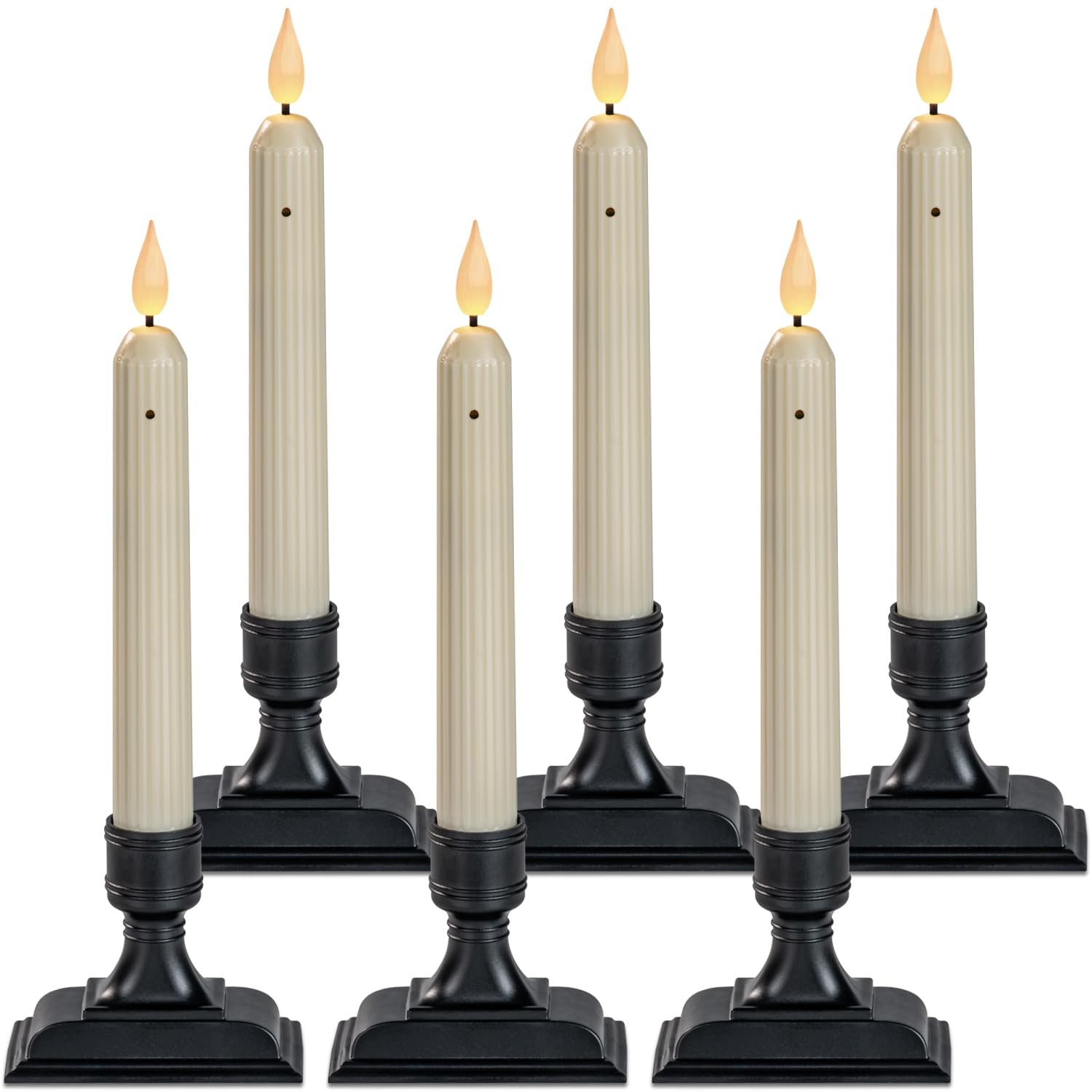 6 Pcs Window Candles with Sensor Dusk to Dawn, Ivory Electric Window Candle F…