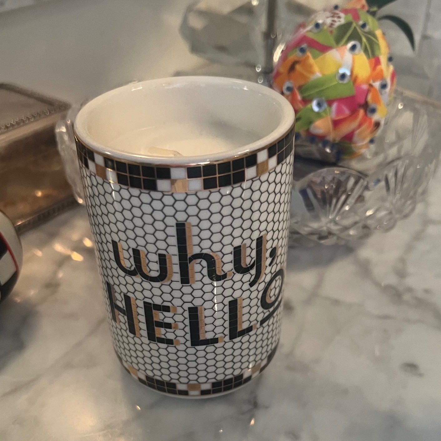 Anthropologie Mosaic Tile Candle Vanity Bathroom Cup NWT Great Gift