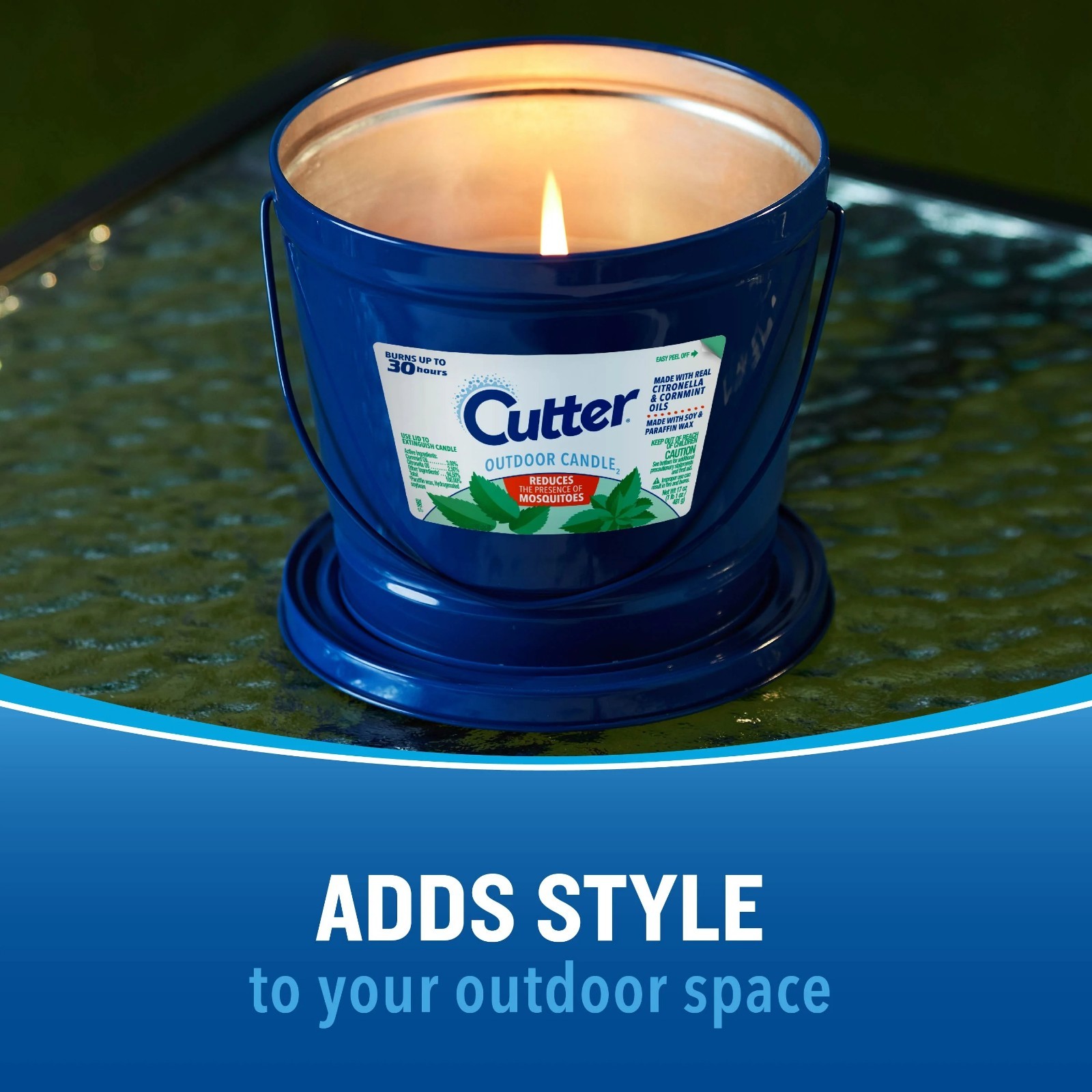 Cutter Candle, Outdoor Soy Wax Candle Made with Real Citronella Oil 17 Ounces