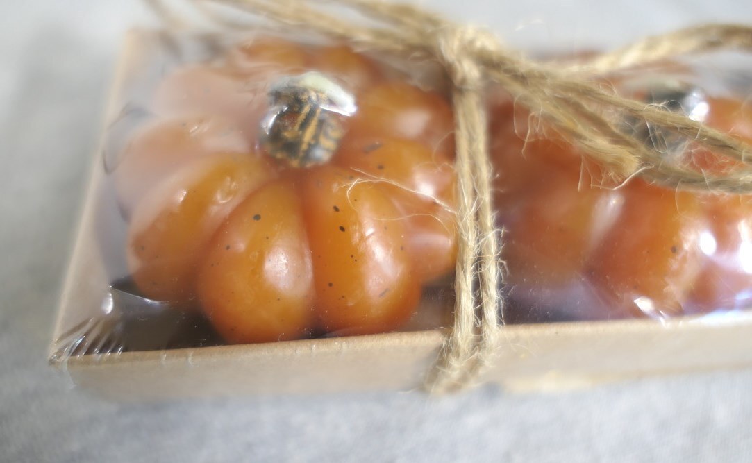 NEW Set of 3 Hobby Lobby Fall Halloween Mini Orange Pumpkin Wax Candles