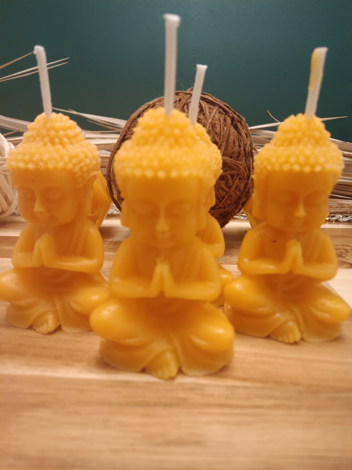Buddha Candle Set – 3 PCS, Handmade in USA, 100% Beeswax, Organic & Meditation.