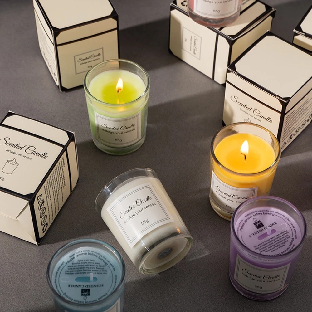 Soy Wax Scented Candle Gift Box Comes With Premium Glass Cup Aromatherapy