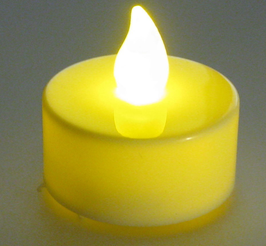 Flickering Yellow LED Candle with CR2032 3V Battery and Switch Battery Included