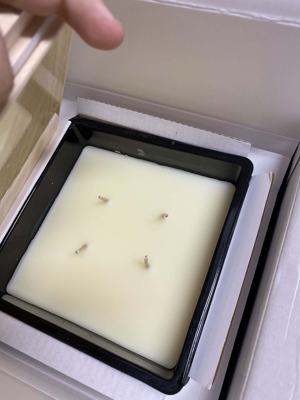 SAND + FOG 57oz Square Candle. Glass Container w/Wooden Lid (Scent: Feu De Bois)