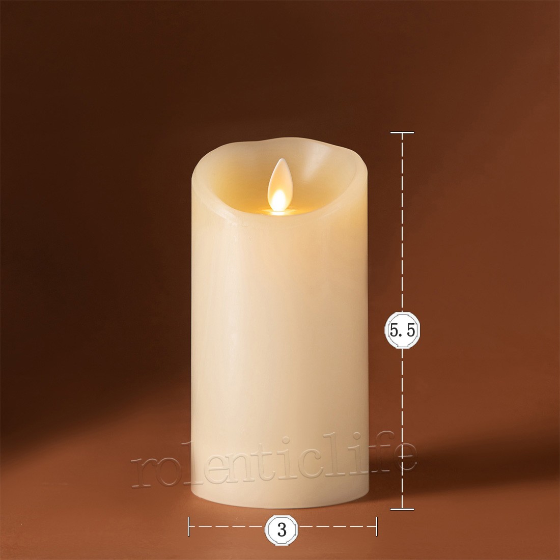 Luminara Flameless LED Pillar Wax Candles w/Remote Moving Flame Ivory 3″x5.5″H