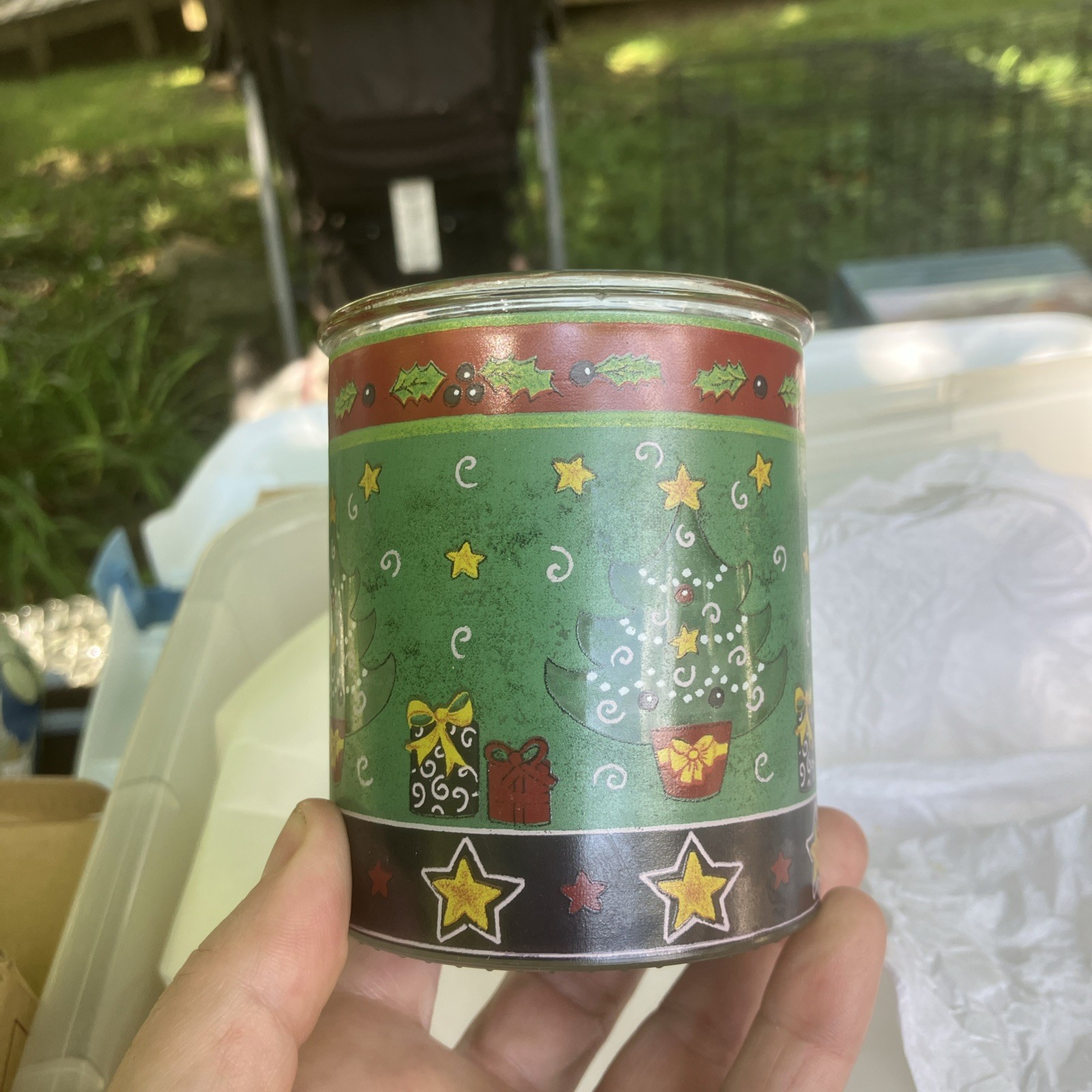 Holiday Themed Candle In Glass Jar 2 1/2 Inches Tall
