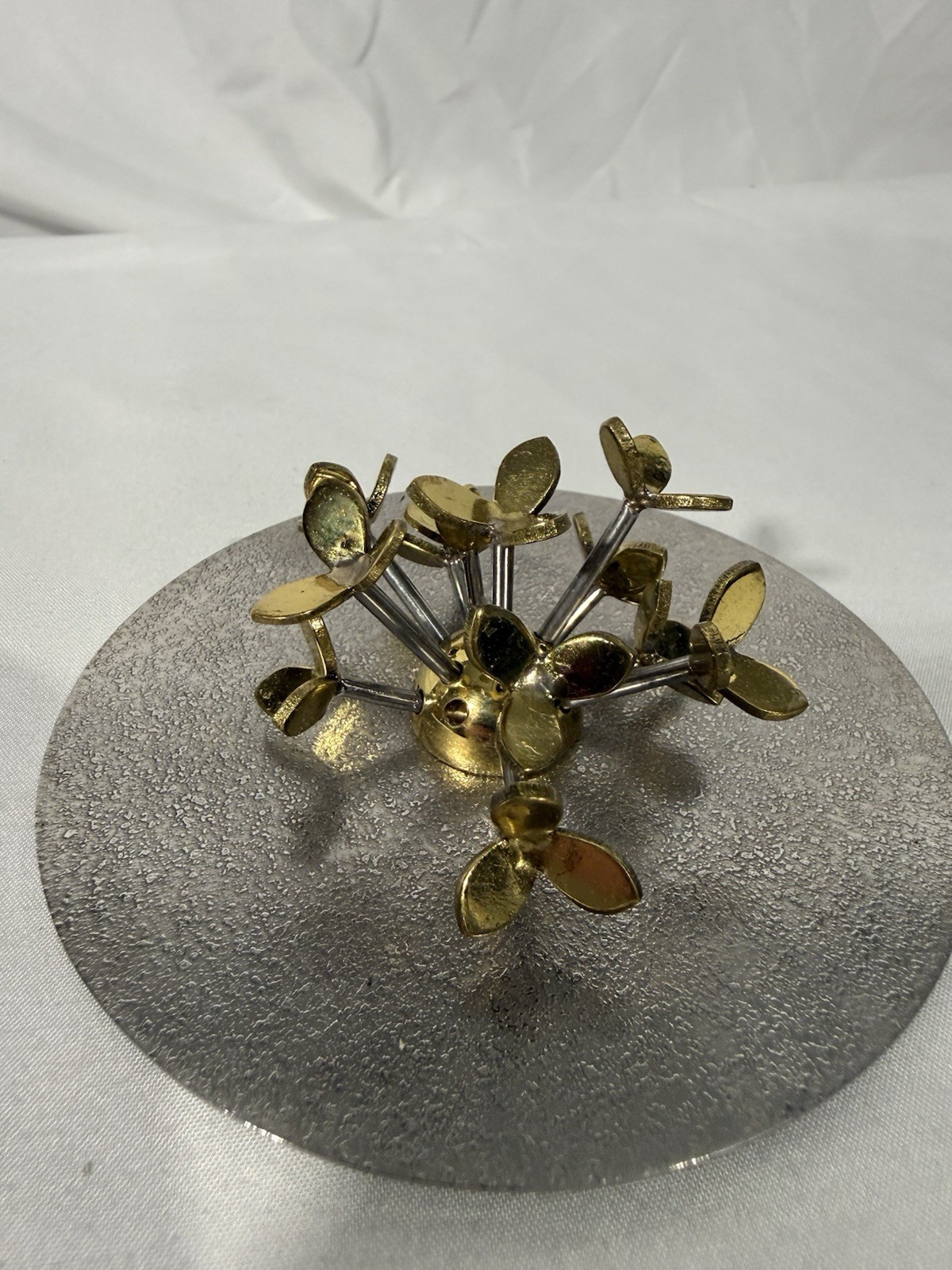MICHAEL ARAM Gold Candle Replacement Lid, Art Sculpture Signed Flower