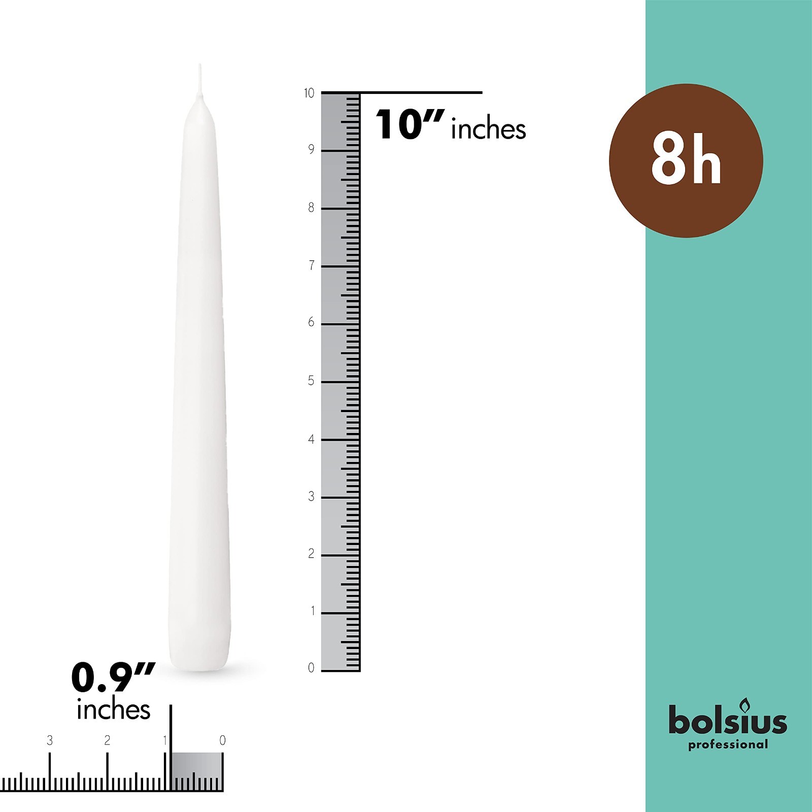 60 Count White Taper Candles – 10 Inch Unscented Dripless – 8 Hour Burn Time – H