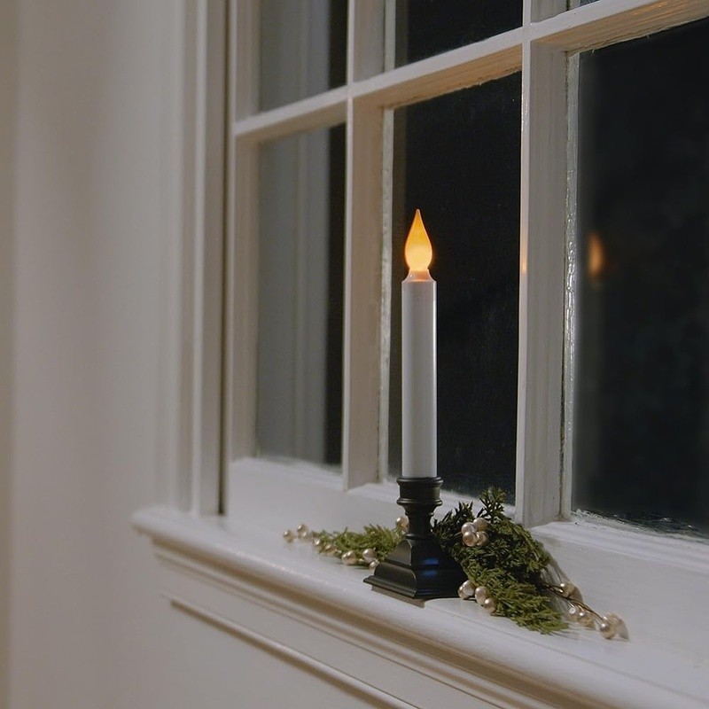 Cordless Flameless Window Candles W/ Flickering Flame Automatic Timer Pack of 4