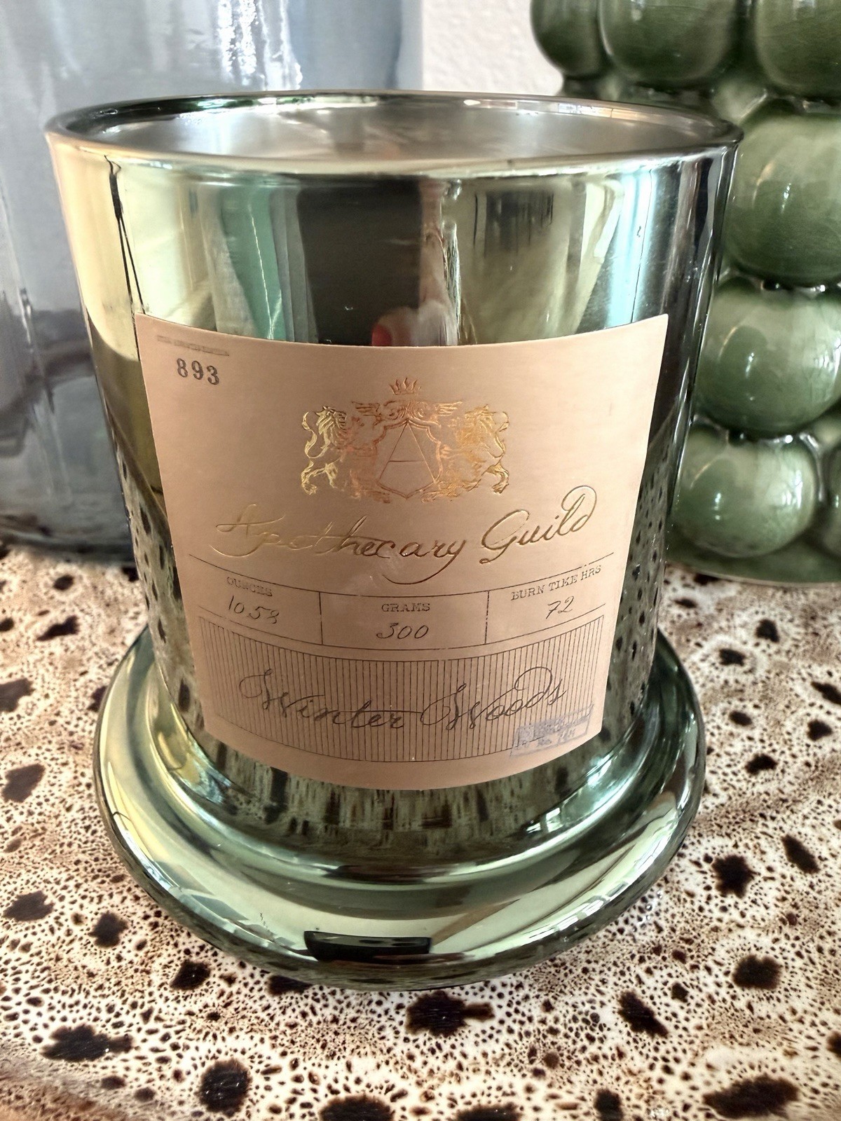 NEW Apothecary Guild Scented Candle Jar w/Glass Dome Cloche, Winter Woods