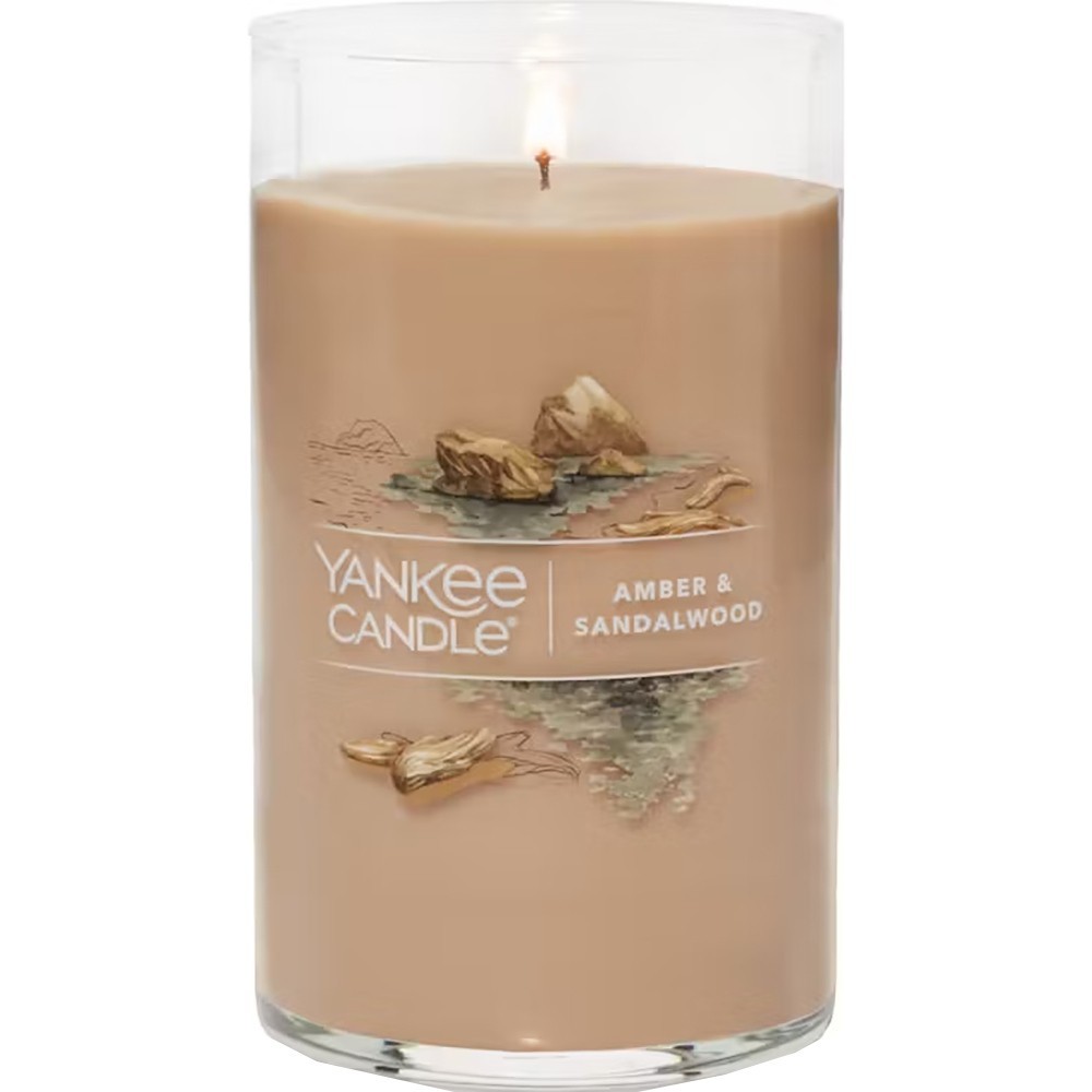 Yankee Candle Amber & Sandalwood Medium Pillar Candle 14.25oz 1632955 Soy Wax