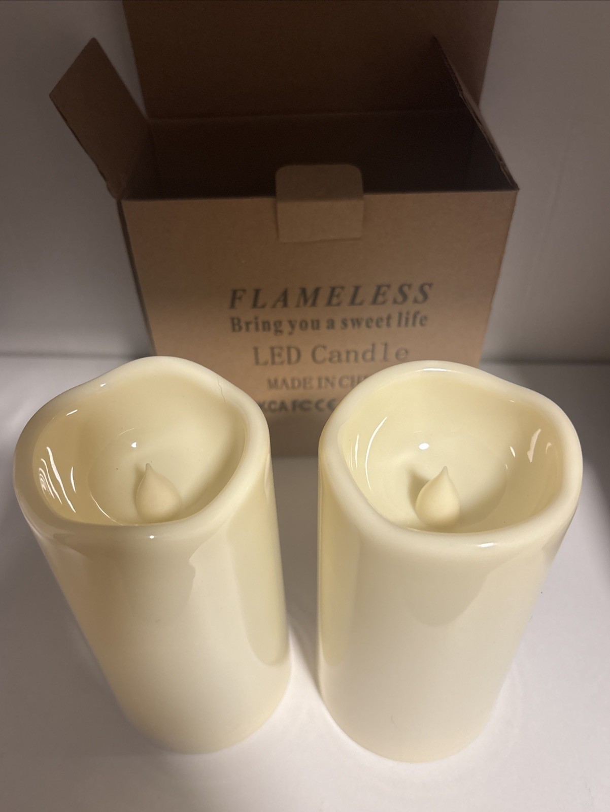 LED Flameless Candles Set of 2 w/ Remote & Batteries New Open Box