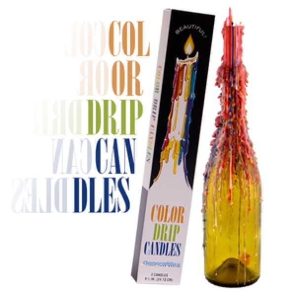 6 Multi-Color TAPER DRIP CANDLES 3/4″ x 9 1/2″ long ( 3 packs of 2 candles )