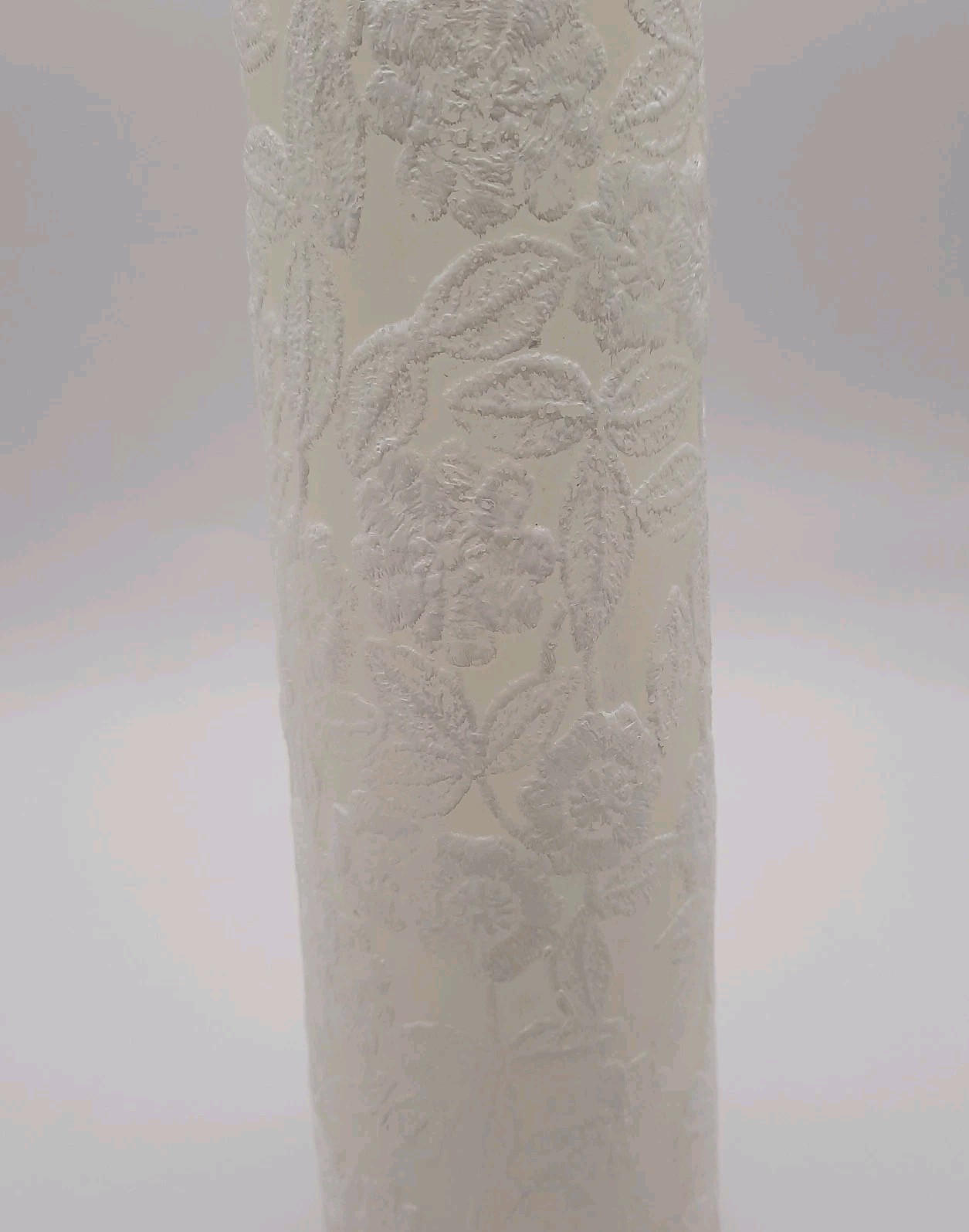 Tall Pillar Candle 17 Inch White Floral Unscented Altar Wedding Baptism Church