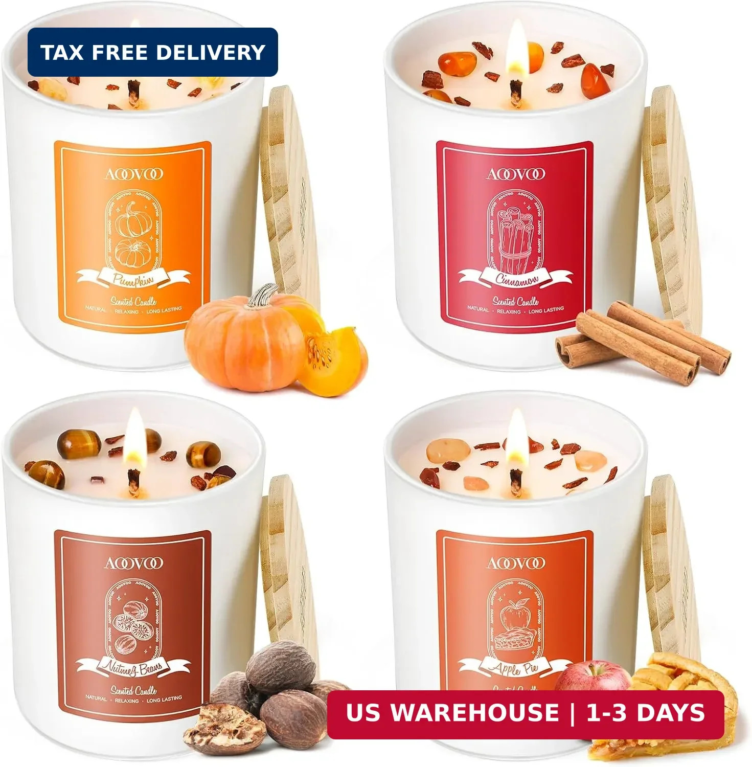 Fall Candles Set for Women – Aromatherapy Candle with Crystals Inside, 28 oz 200