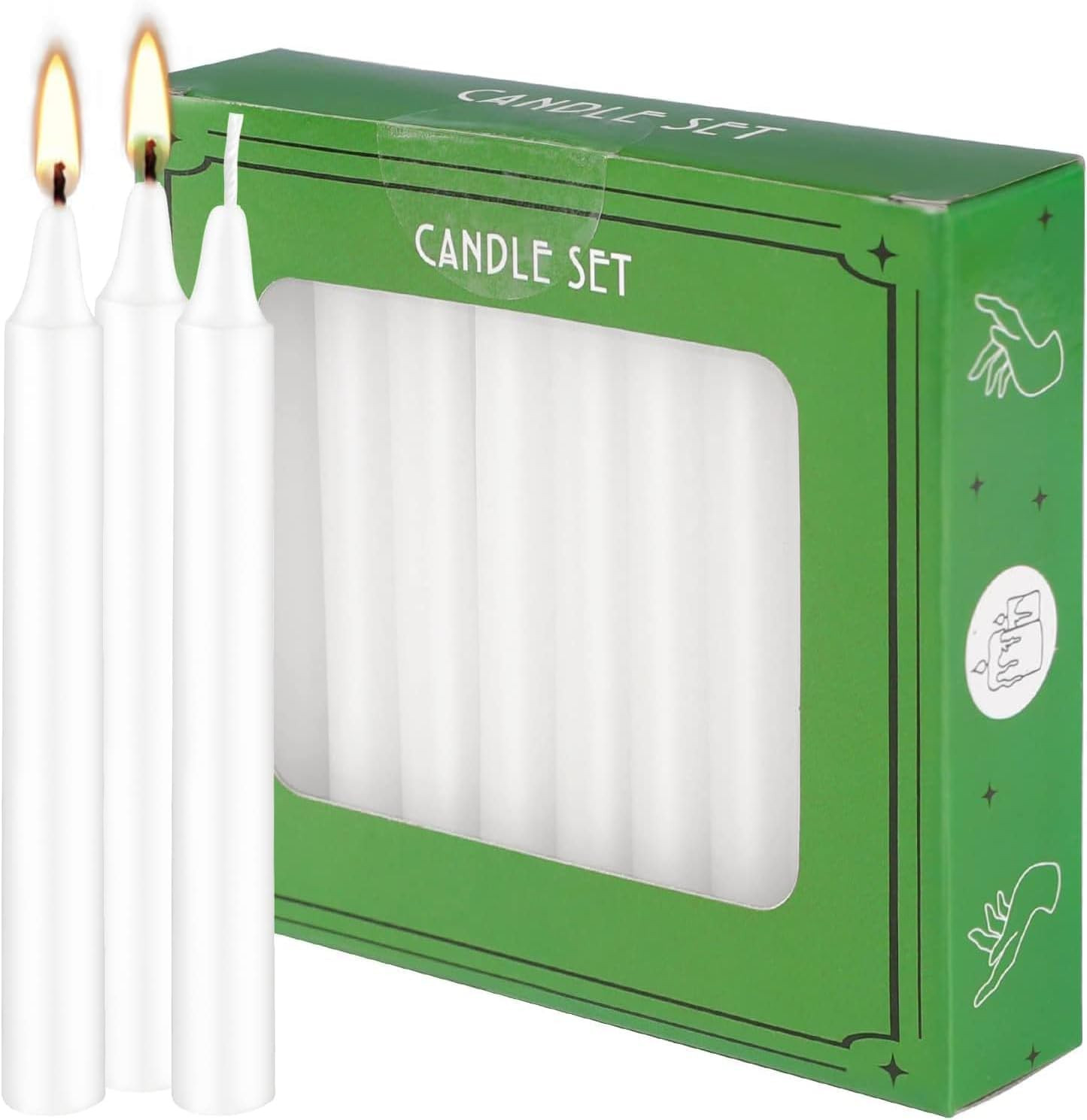 40pcs White Candles, 4″ White Spell & Chime Candles, Unscented Mini Taper Candle