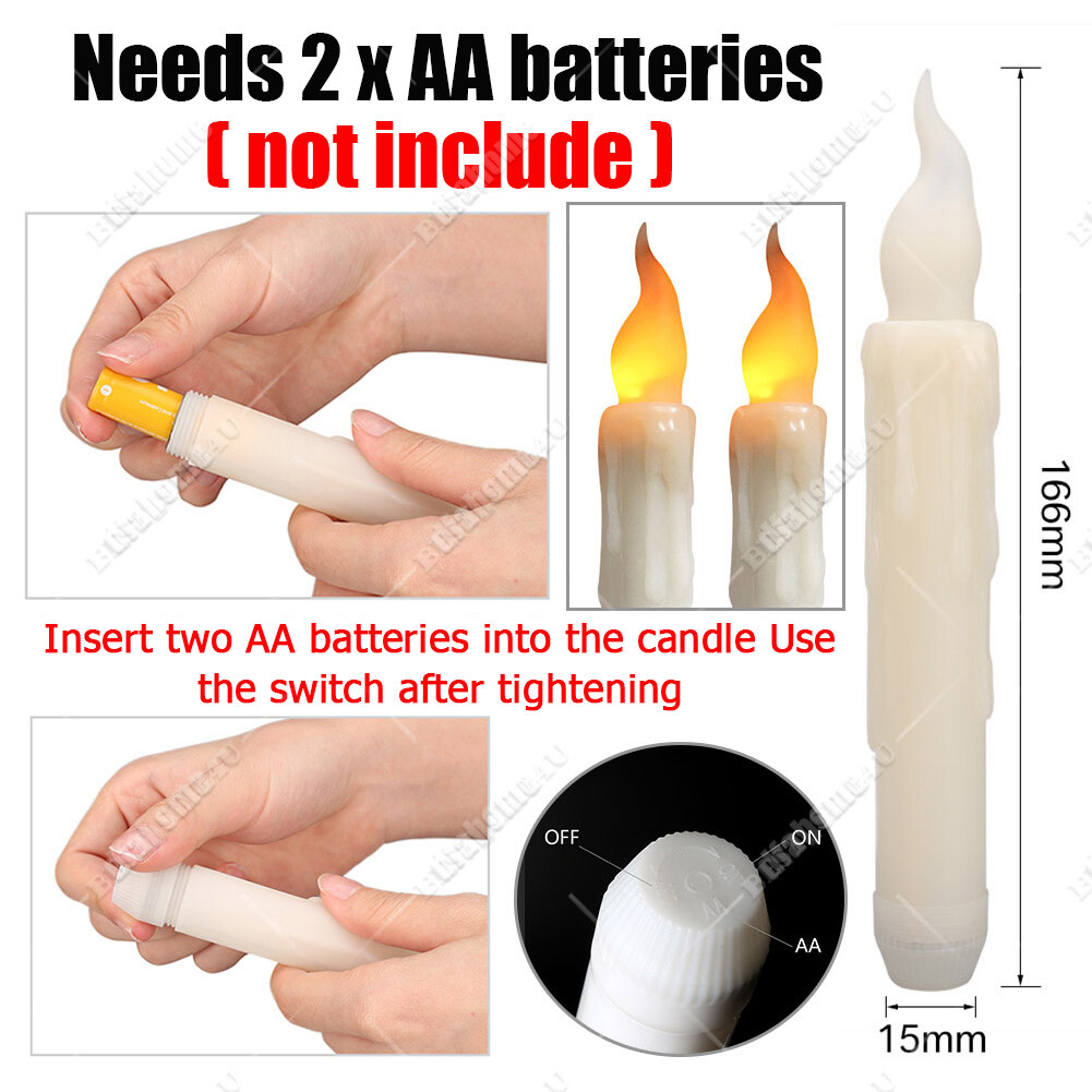 6PCS Battery Operated Flameless LED Taper Candles light Christmas Window Candle