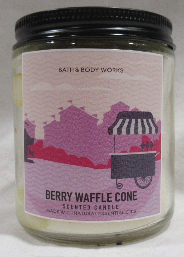 Bath & Body Works Scented Mason Jar Candle 1-wick 25-45 hrs BERRY WAFFLE CONE
