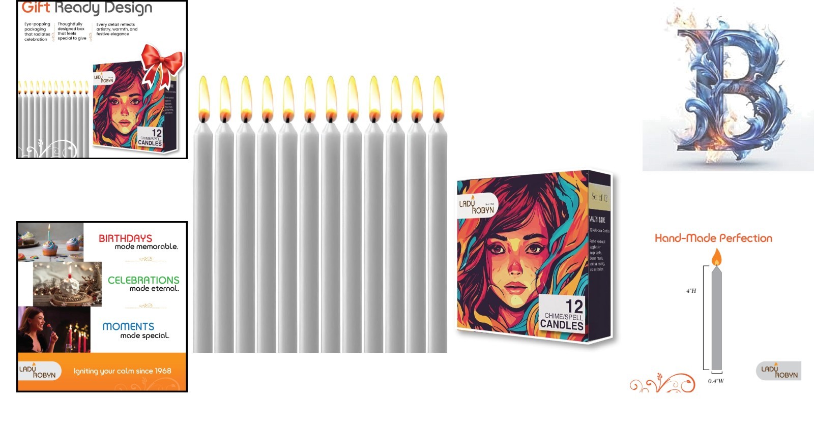 Box of 12 High-Quality 4-Inch Grey Taper Candles for Spell Work & Meditations