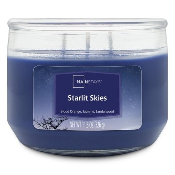New (3 pack) Mainstays Starlit Skies Scented 3 Wick Candle, 11.5 oz.