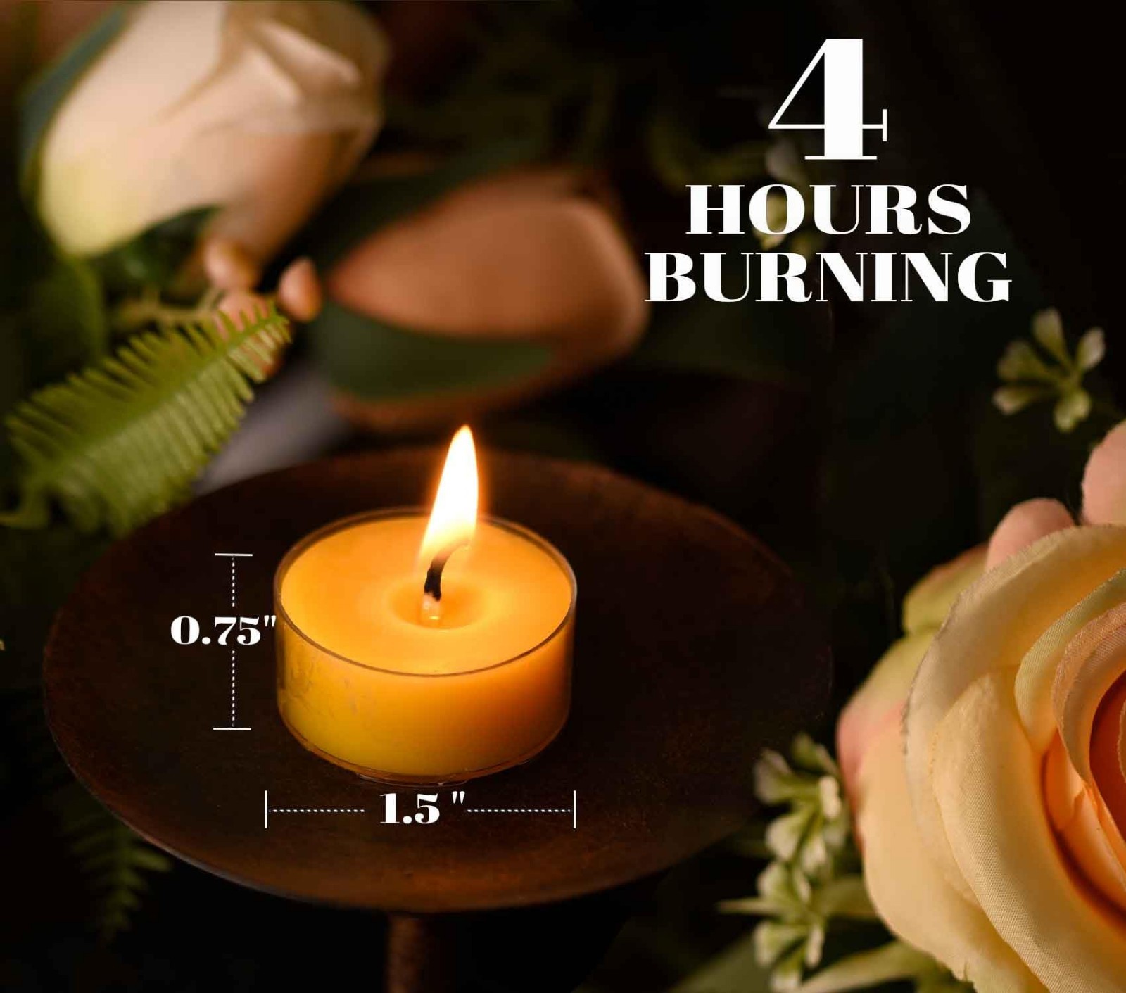 100 Pack Pure Beeswax Tealight Candles – Natural Unscented, Clean Burning, 4-Hou