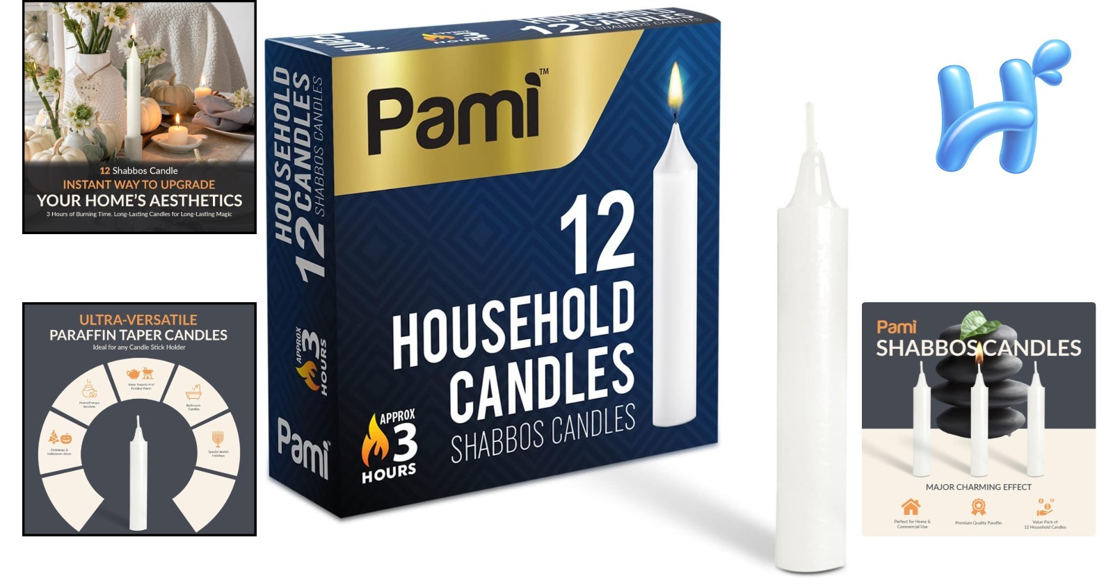 Charming 12-Pack of Dripless Taper Candles – Perfect for Shabbat and Holidays