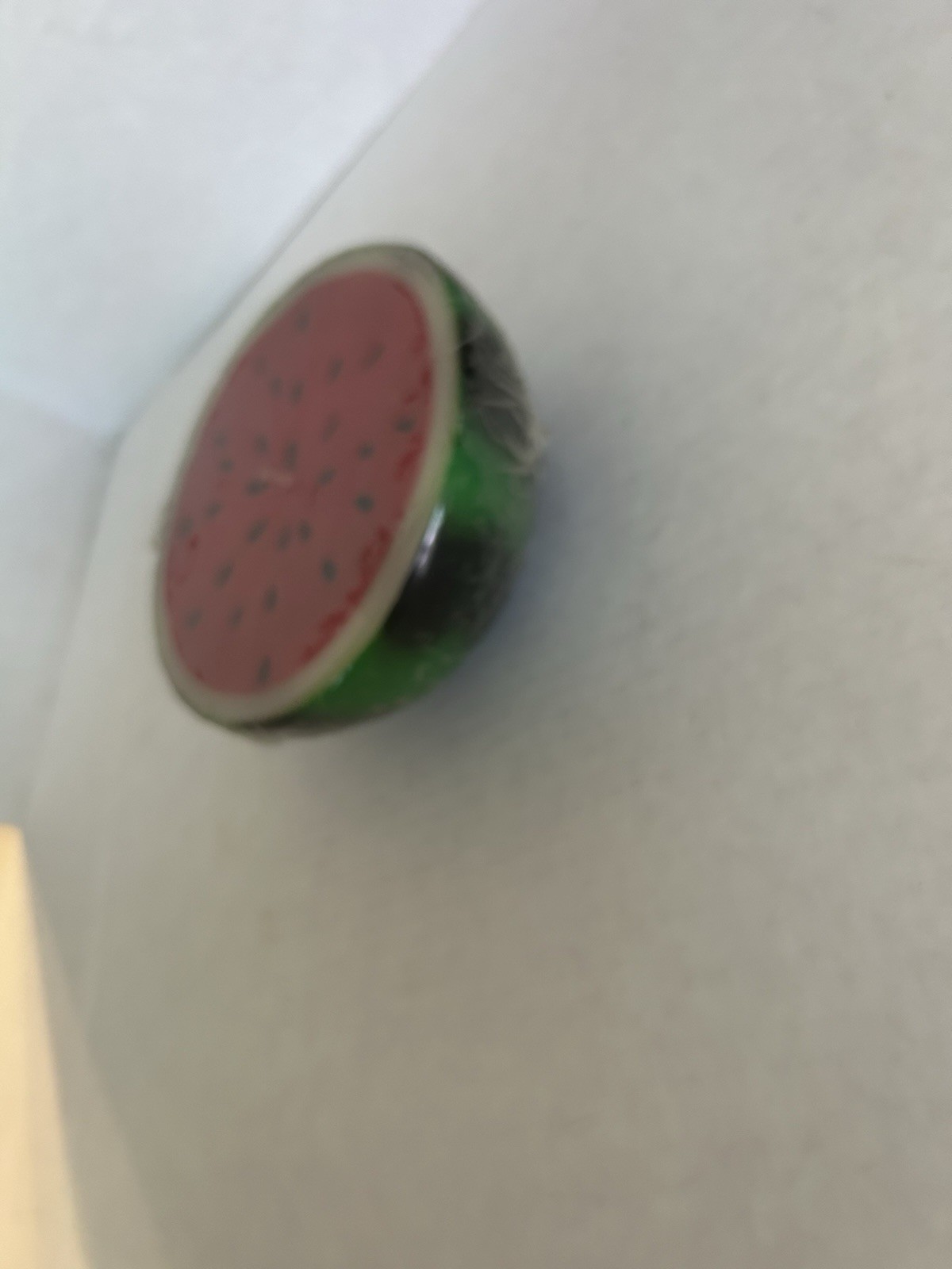 Watermelon Unscented Red/Green/White 1 Wick Round Wax Candle 3 1/2in.Tall NWIP