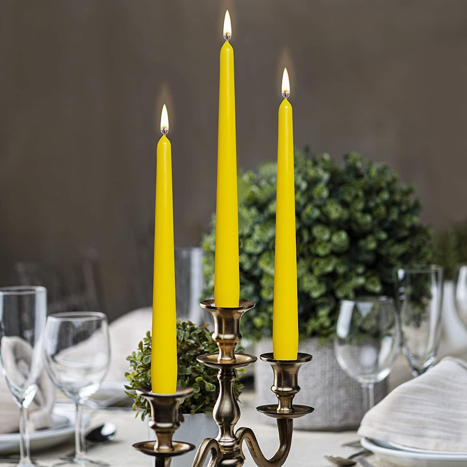 Yellow Taper Candles – 4 Pack Unscented 10 Inch Dinner Candle Set – 8 H