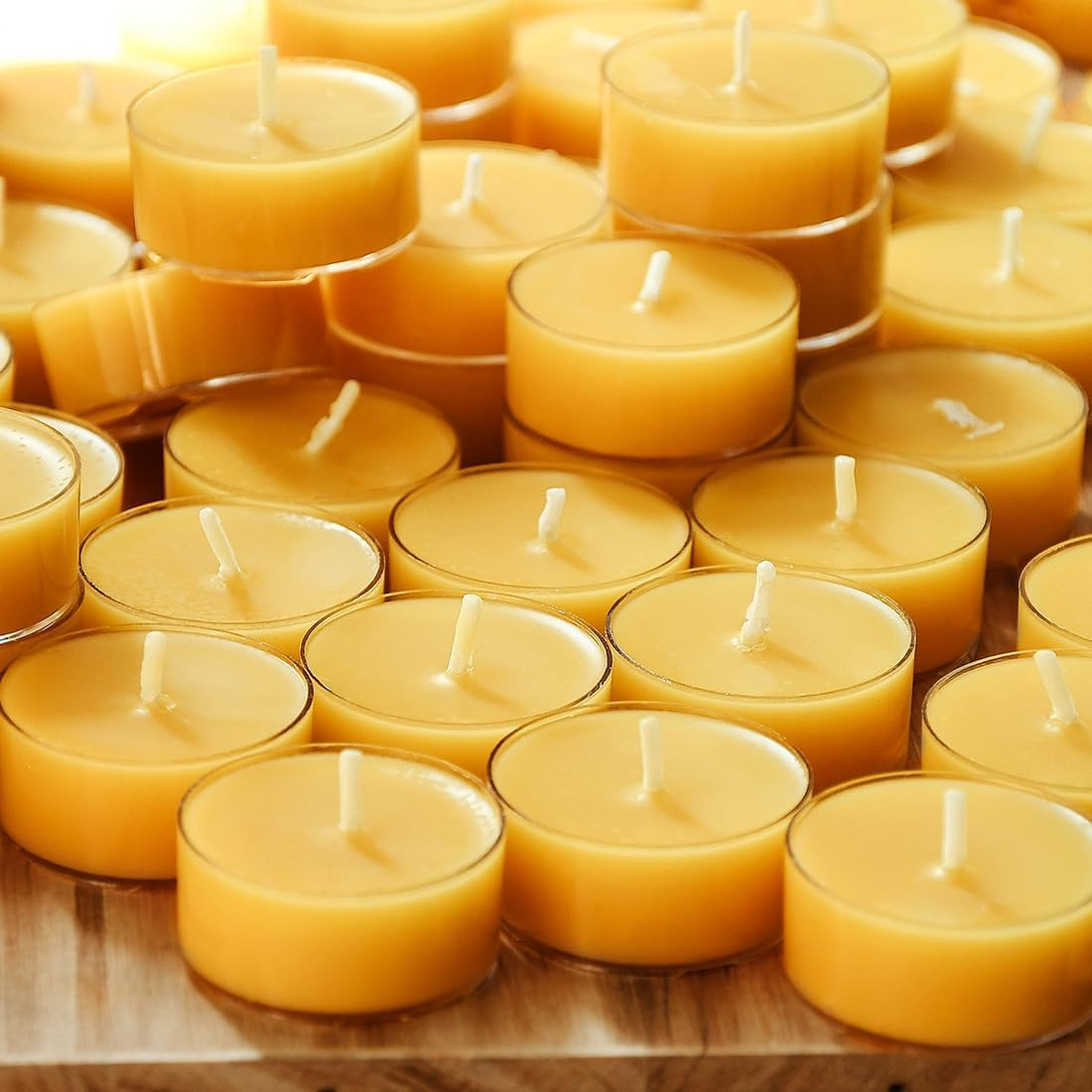 Natural Yellow Beeswax Tealight Candles – 12pcs – Organic Candle Natural Scent S