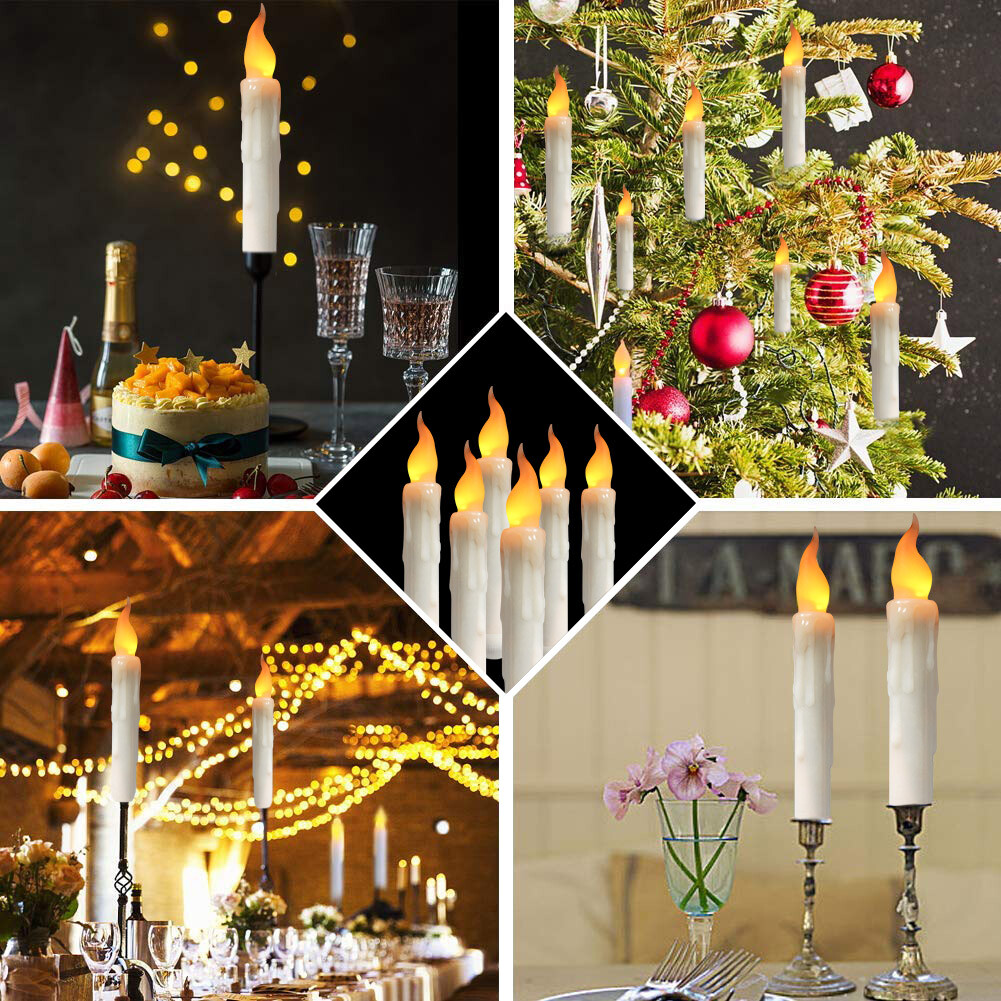 6PCS Battery Operated Flameless LED Taper Candles light Christmas Window Candle