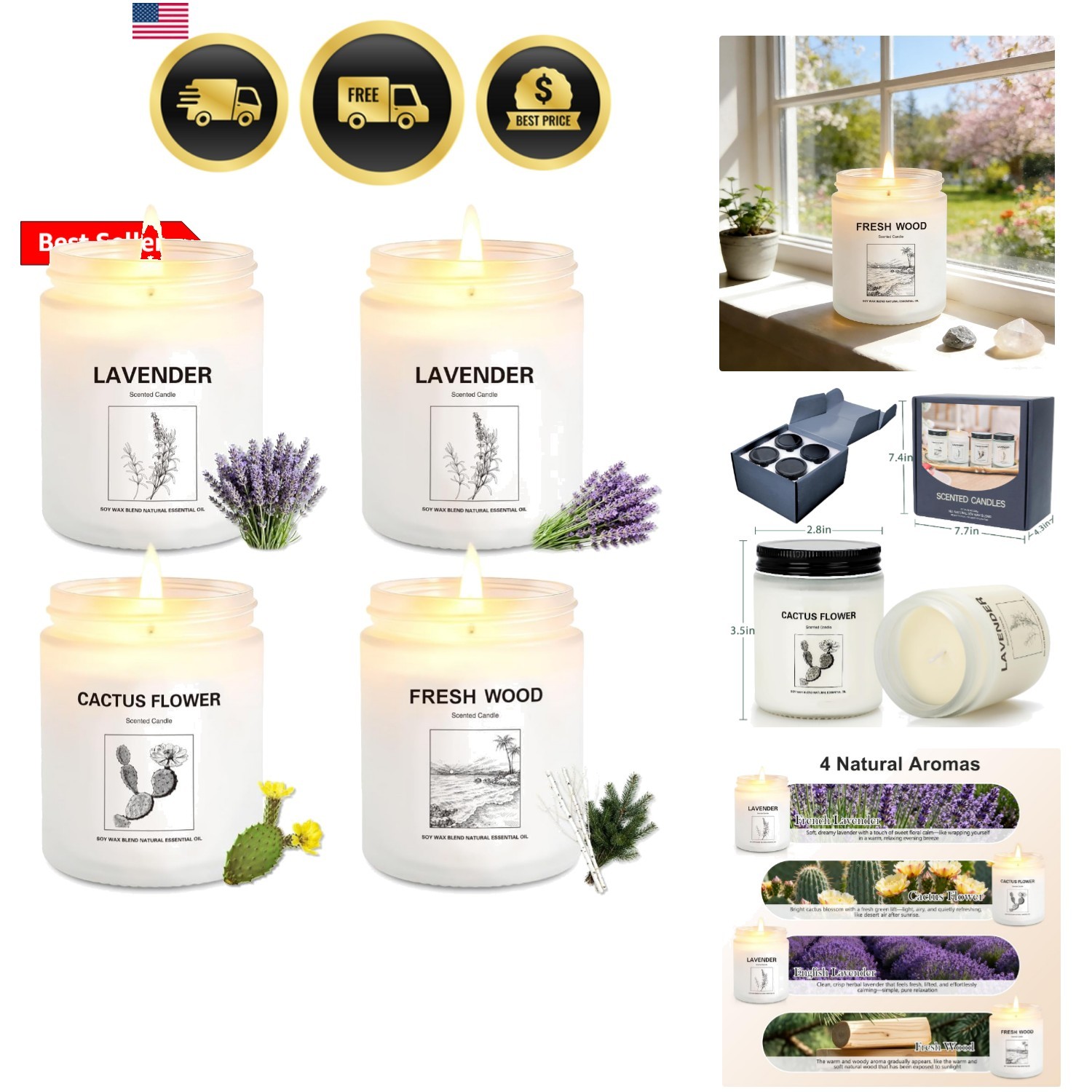 Scented Candles for Home,4 Pack Soy Candle Gift Set with 4 Fragrance Scents,A…