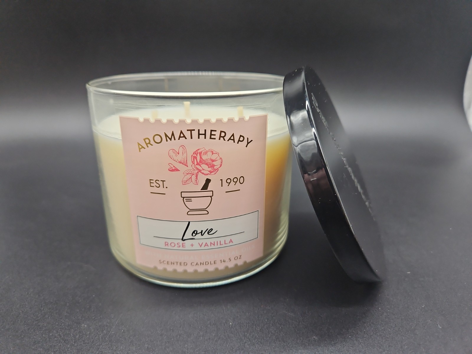 Bath & Body Works Aromatherapy Love Rose + Vanilla 3-Wick 14.5oz Jar Candle New