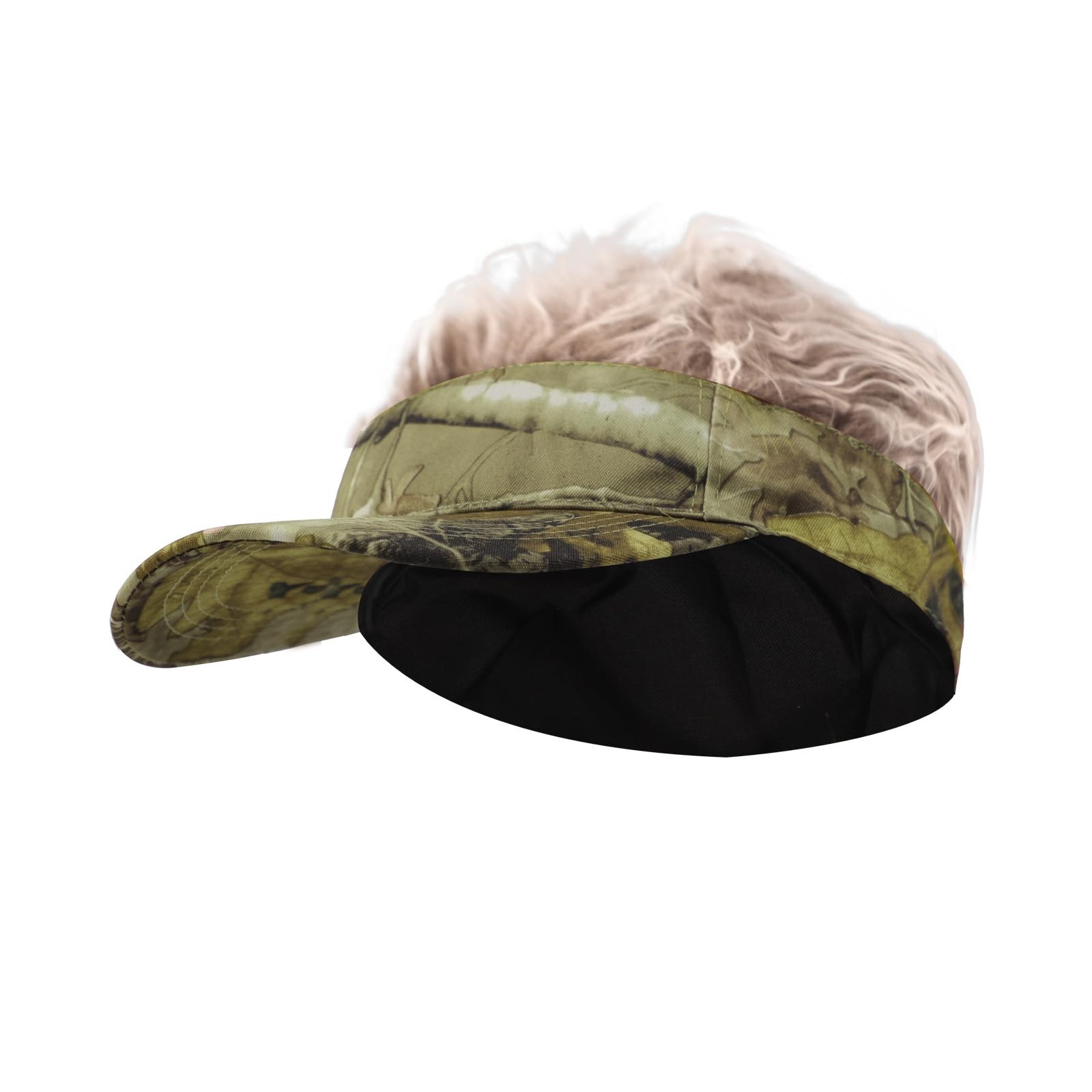 Sun Visor Cap with Fake Hair Men Wig Baseball Golf Cap Novelty Spiked Peaked …