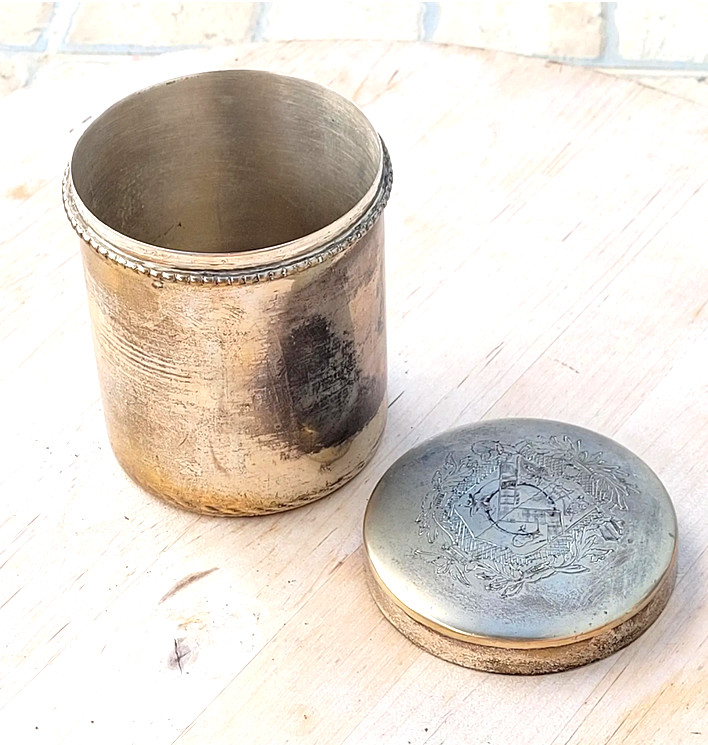 1890s Swedish Art Deco Nouveau Brass Silver Plated with Candle