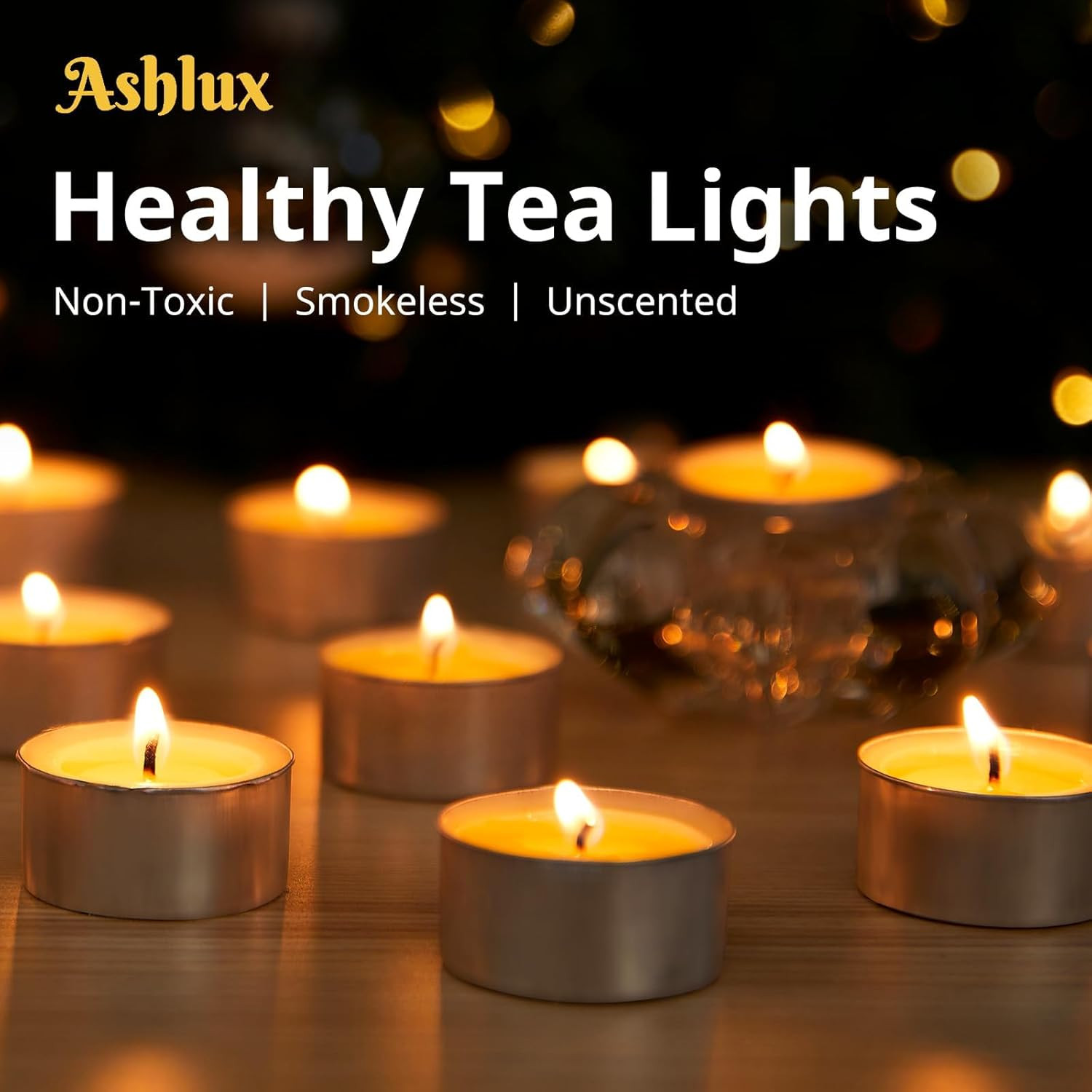 100-Pack Unscented Palm Wax Tea Lights Candles,4.5 Hours Burn | Smokeless，Non-To