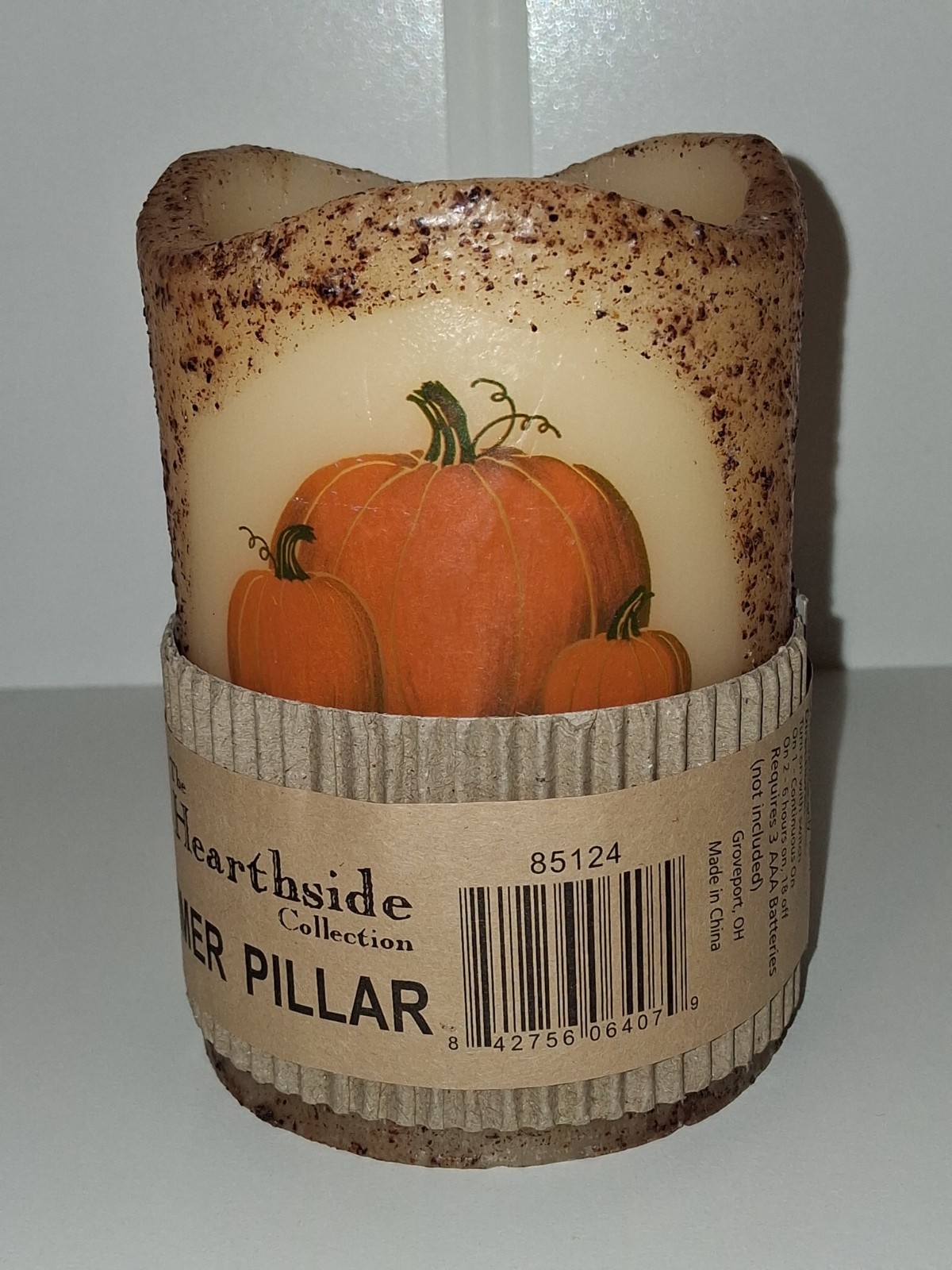 The HEARTHSIDE COLLECTION NEW Pumpkin LED Wax Pillar Candle w/ Timer, AAA 5×3