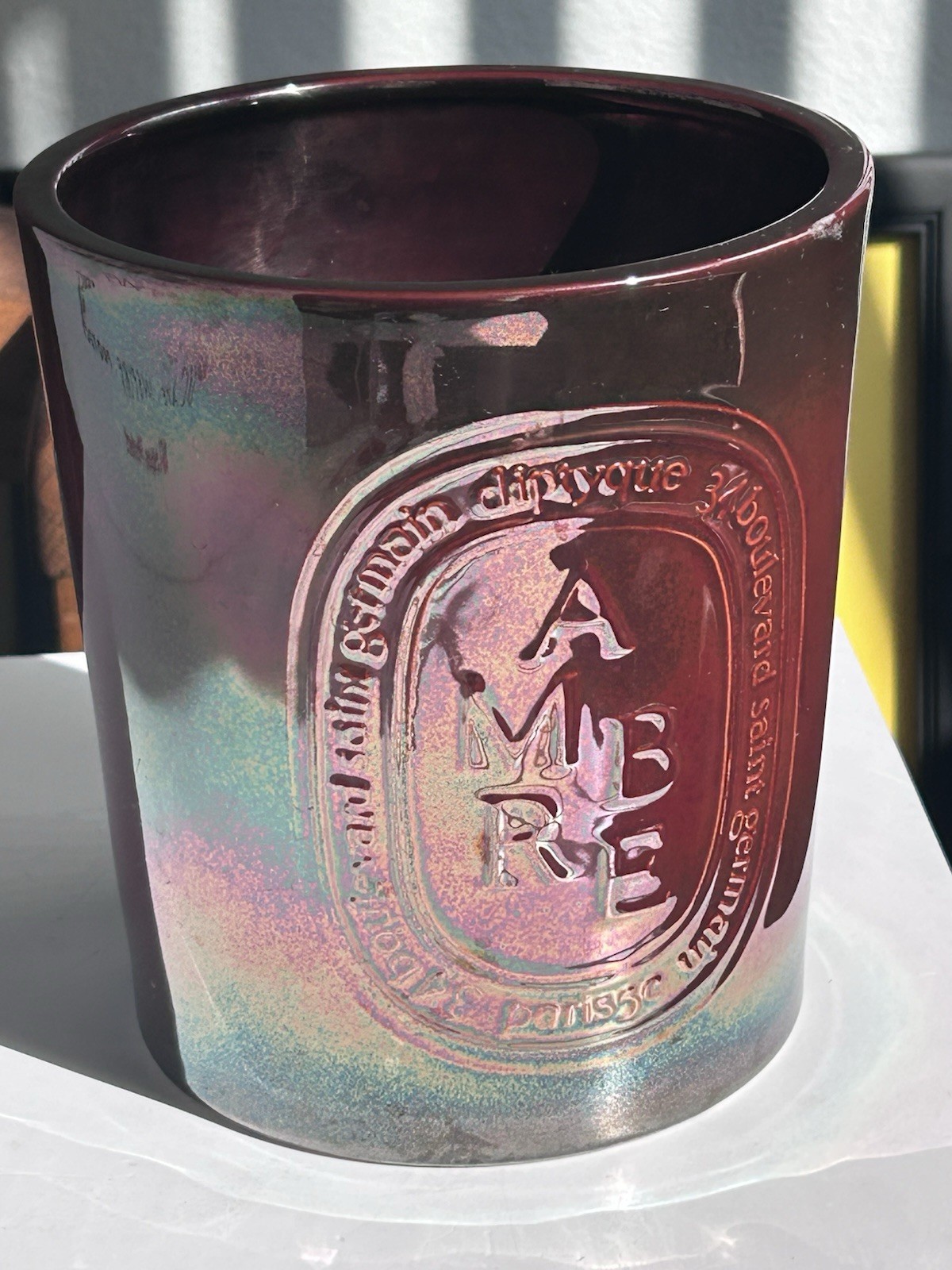 Diptyque 1500g Amber Ambre XL Large Candle Jar Iridescent Stoneware Ceramic READ