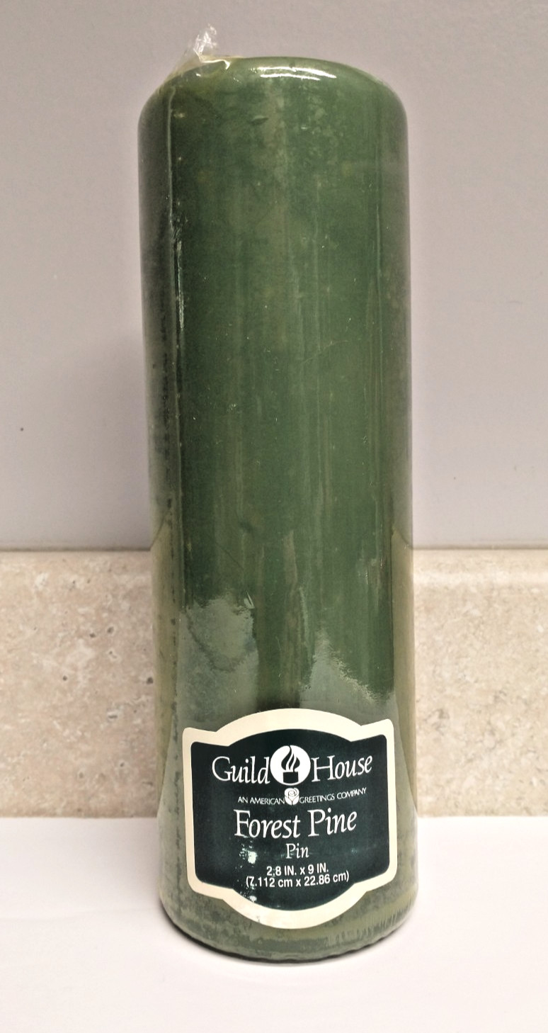 NOS Guild House – American Greetings – Pine Scented Pillar Candle 2.8″ x 9″