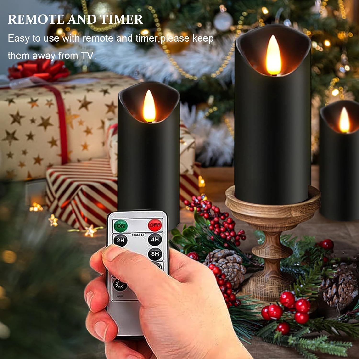 Battery Operated Flameless Candles 3D Wick with Controller Flickering Flame